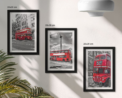 3-piece wall art set Red buses in London's urban landscape