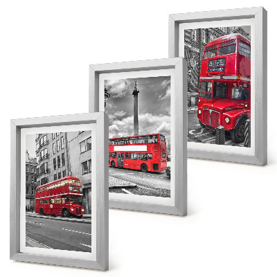 3-piece wall art set Red buses in London's urban landscape