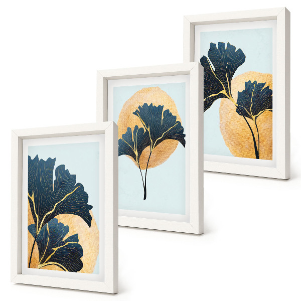 Photo frame wall Aesthetic ginkgo leaves on a light background