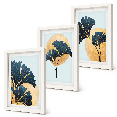 Photo frame wall Aesthetic ginkgo leaves on a light background