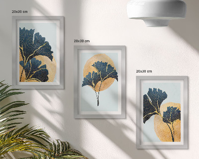 Photo frame wall Aesthetic ginkgo leaves on a light background