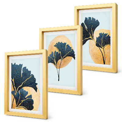 Photo frame wall Aesthetic ginkgo leaves on a light background