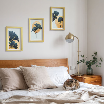 Photo frame wall Aesthetic ginkgo leaves on a light background
