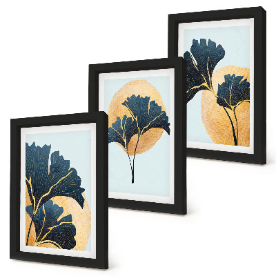 Photo frame wall Aesthetic ginkgo leaves on a light background