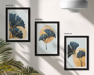 Photo frame wall Aesthetic ginkgo leaves on a light background