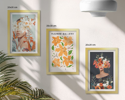 3-piece wall art set Floral portraits with colorful bouquets and leaves