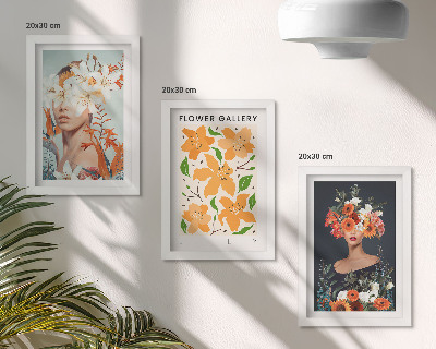 3-piece wall art set Floral portraits with colorful bouquets and leaves