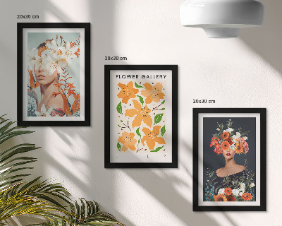 3-piece wall art set Floral portraits with colorful bouquets and leaves
