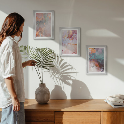 3-piece wall art set Abstract patterns in pastel colors with accents