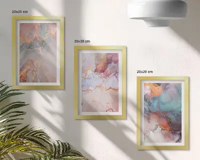 3-piece wall art set with abstract patterns in pastel colors and accents