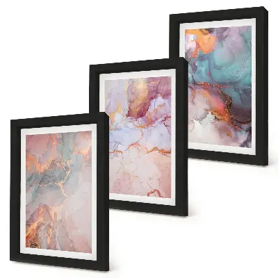 3-piece wall art set with abstract patterns in pastel colors and accents