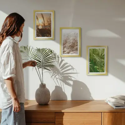 Colorful nature grass triptych framed