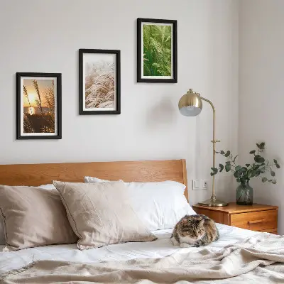 Colorful nature grass triptych framed
