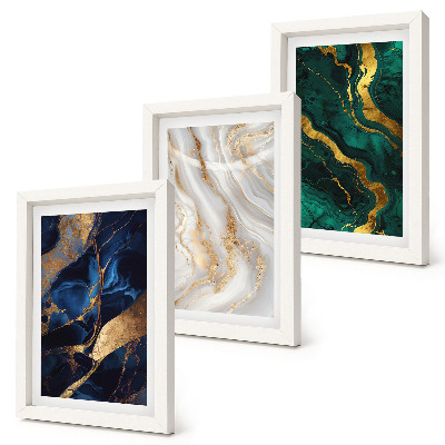 3-piece wall art set Abstract patterns in shades of blue and green