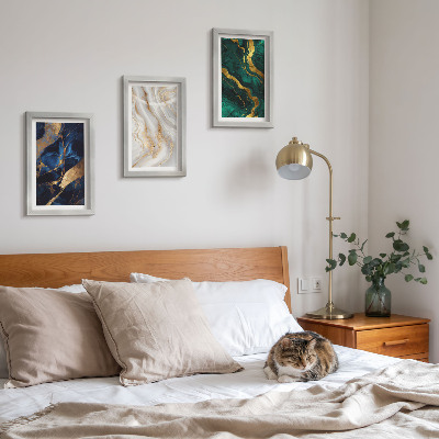 3-piece wall art set Abstract patterns in shades of blue and green