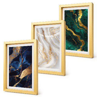 3-piece wall art set Abstract patterns in shades of blue and green