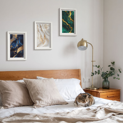 3-piece wall art set Abstract patterns in shades of blue and green