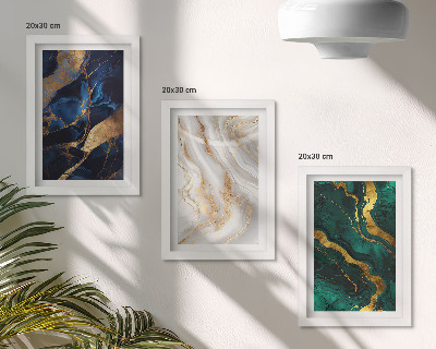 3-piece wall art set Abstract patterns in shades of blue and green