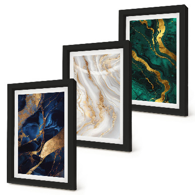 3-piece wall art set Abstract patterns in shades of blue and green