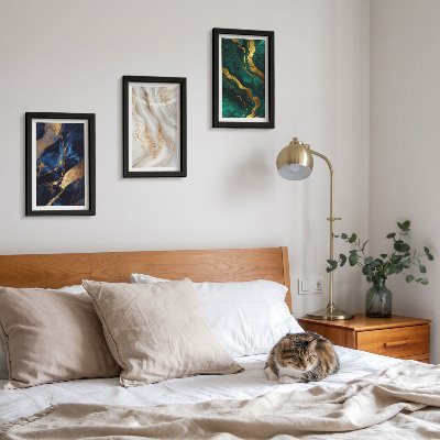 3-piece wall art set Abstract patterns in shades of blue and green