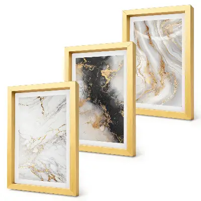 Photo frame wall with abstract patterns in shades of white and black