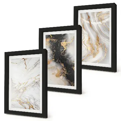 Photo frame wall with abstract patterns in shades of white and black