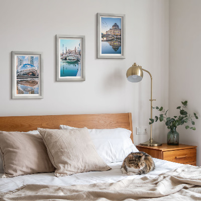 3-piece wall art set City architecture reflected in water