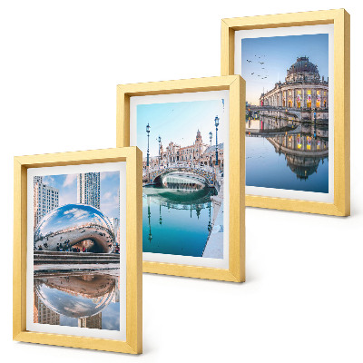 3-piece wall art set City architecture reflected in water