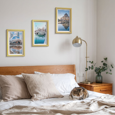 3-piece wall art set City architecture reflected in water