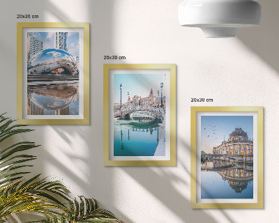3-piece wall art set City architecture reflected in water