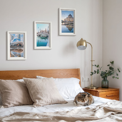 3-piece wall art set City architecture reflected in water
