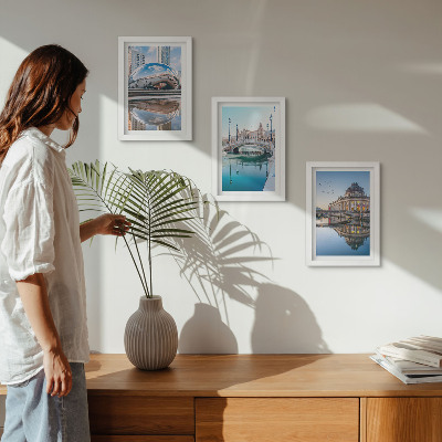 3-piece wall art set City architecture reflected in water