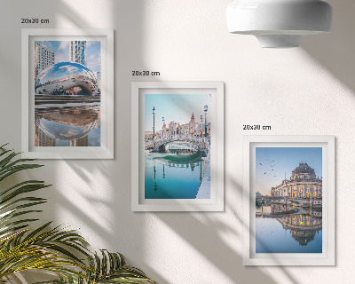 3-piece wall art set City architecture reflected in water