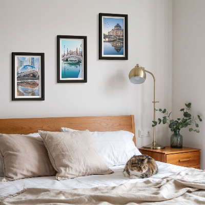 3-piece wall art set City architecture reflected in water