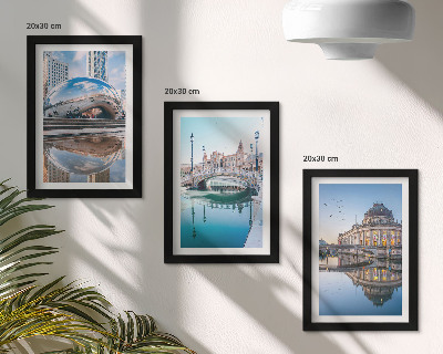 3-piece wall art set City architecture reflected in water