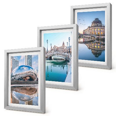 3-piece wall art set City architecture reflected in water