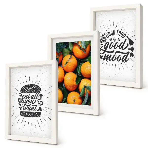 3-piece wall art set with kitchen motifs and juicy oranges