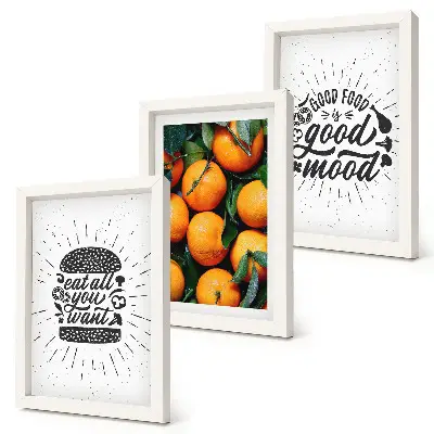 3-piece wall art set with kitchen motifs and juicy oranges