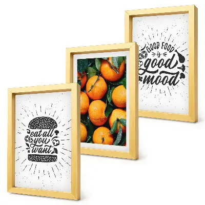 3-piece wall art set with kitchen motifs and juicy oranges