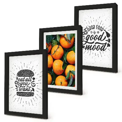 3-piece wall art set with kitchen motifs and juicy oranges