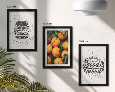 3-piece wall art set with kitchen motifs and juicy oranges