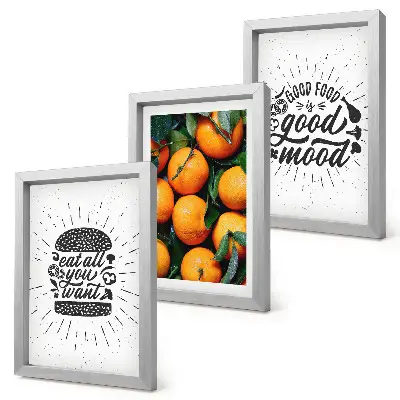 3-piece wall art set with kitchen motifs and juicy oranges