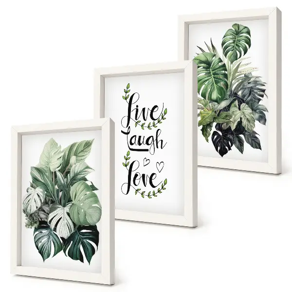 Leafy plants live laugh love triptych framed
