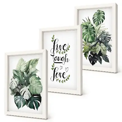 Leafy plants live laugh love triptych framed