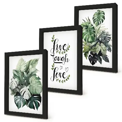 Leafy plants live laugh love triptych framed