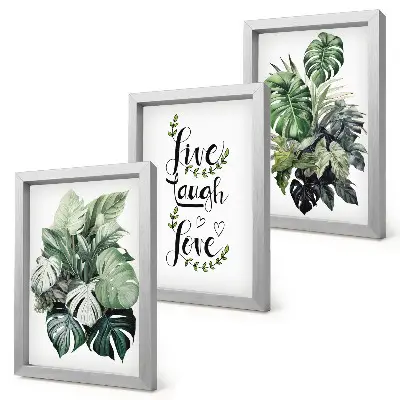 Leafy plants live laugh love triptych framed