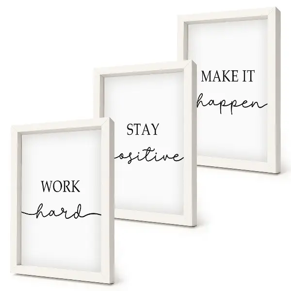 Minimalist motivational quotes wall art framed triptych set