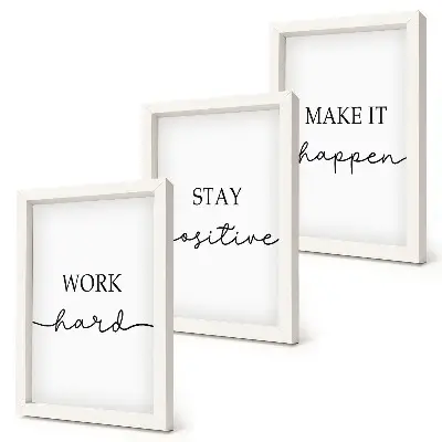 Minimalist motivational quotes wall art framed triptych set
