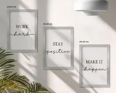 Minimalist motivational quotes wall art framed triptych set