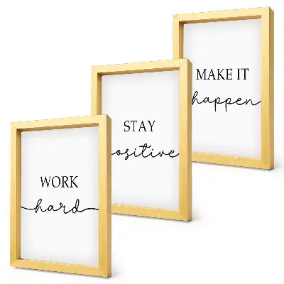 Minimalist motivational quotes wall art framed triptych set